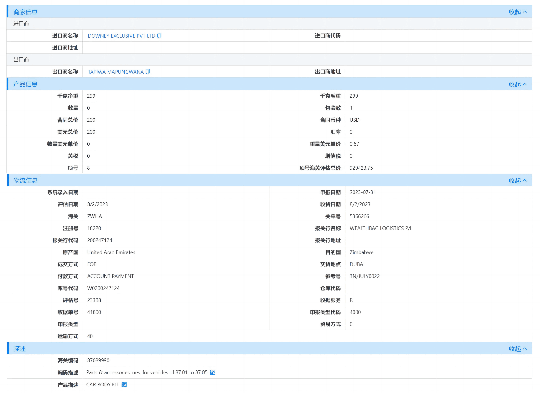 津巴布韦海关数据,海关数据,EVO视讯官网海关数据